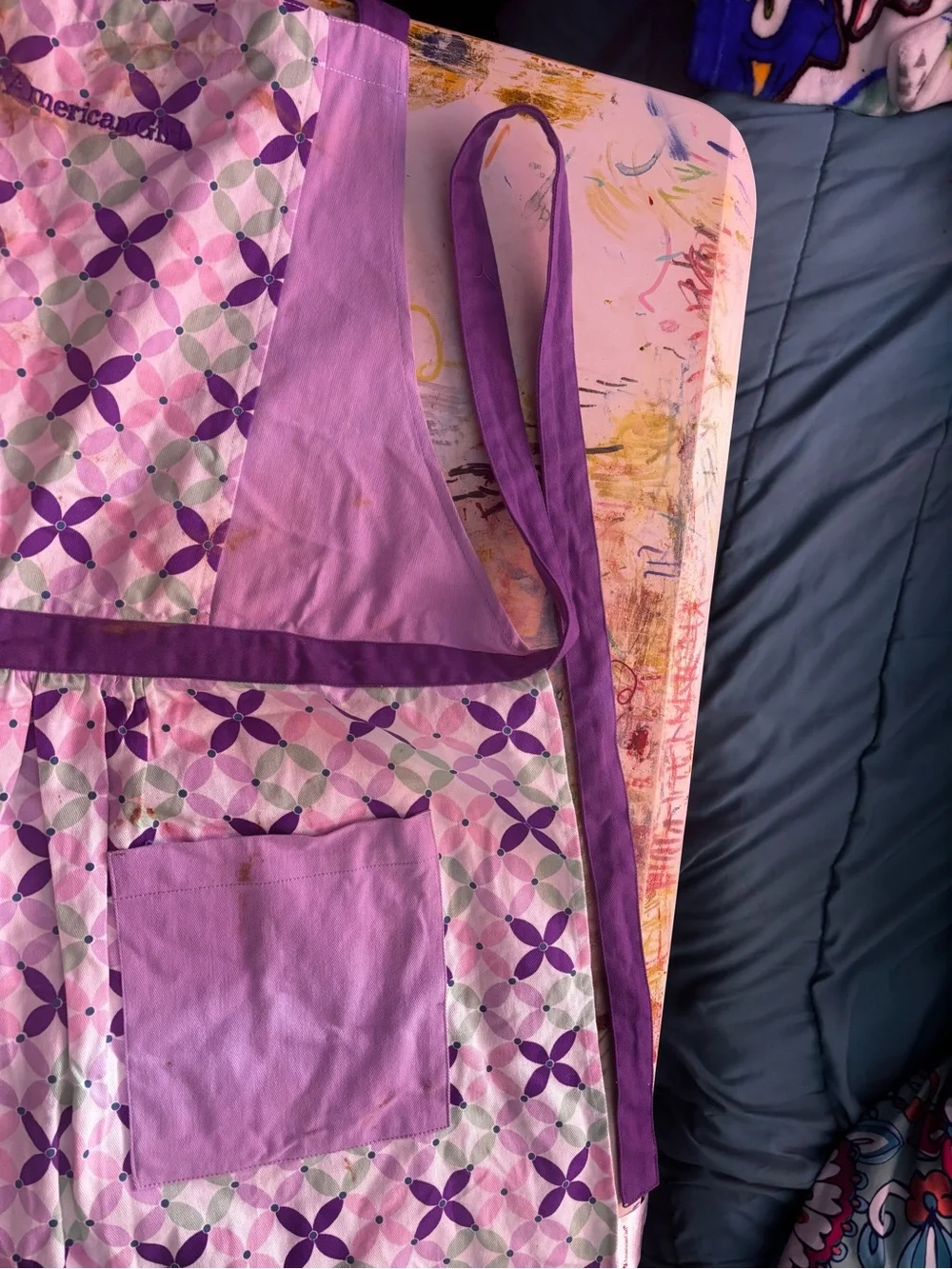 American Girl Pink and Purple Patterned Adult Apron